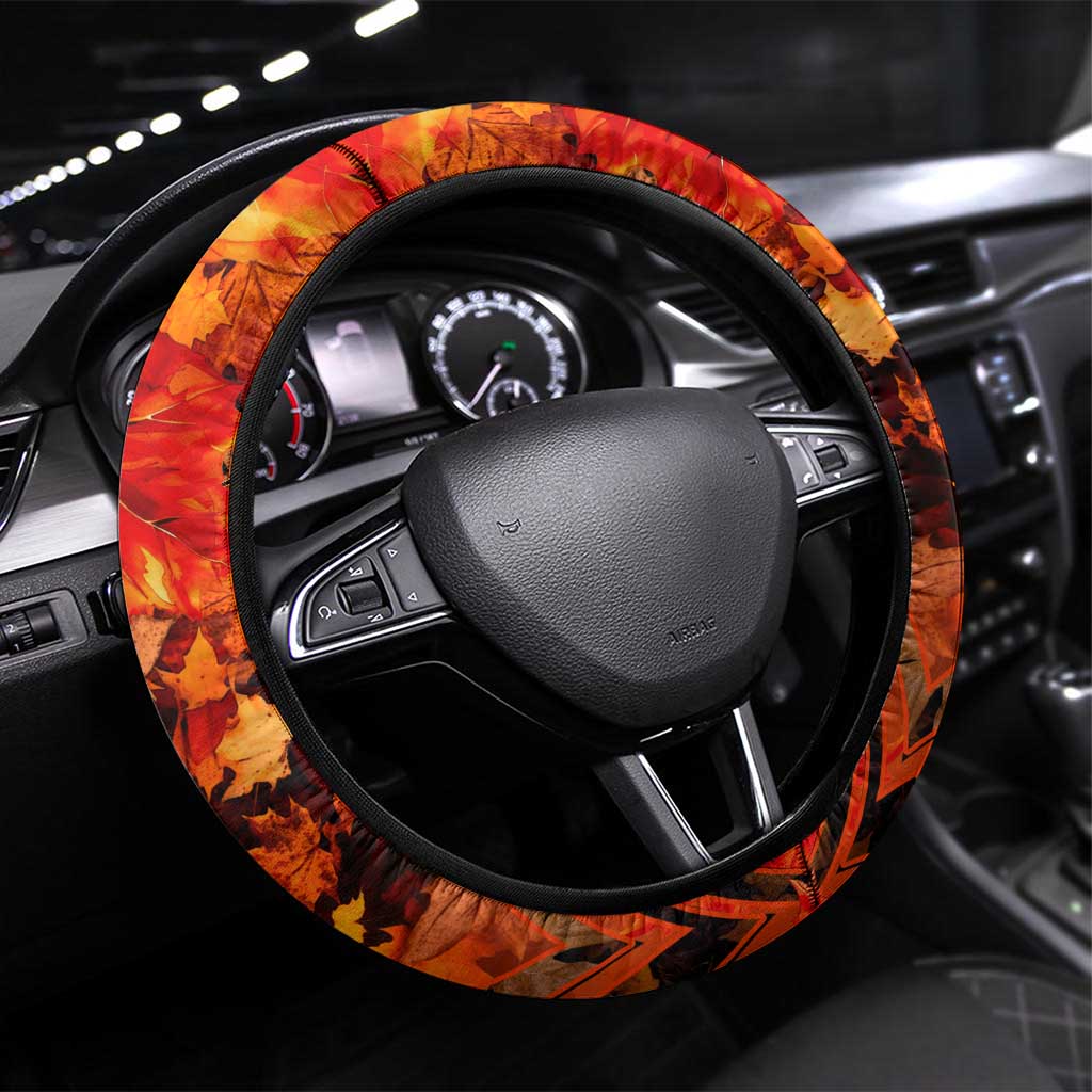 Moose Love Steering Wheel Cover Maple Leaf Autumn Passion