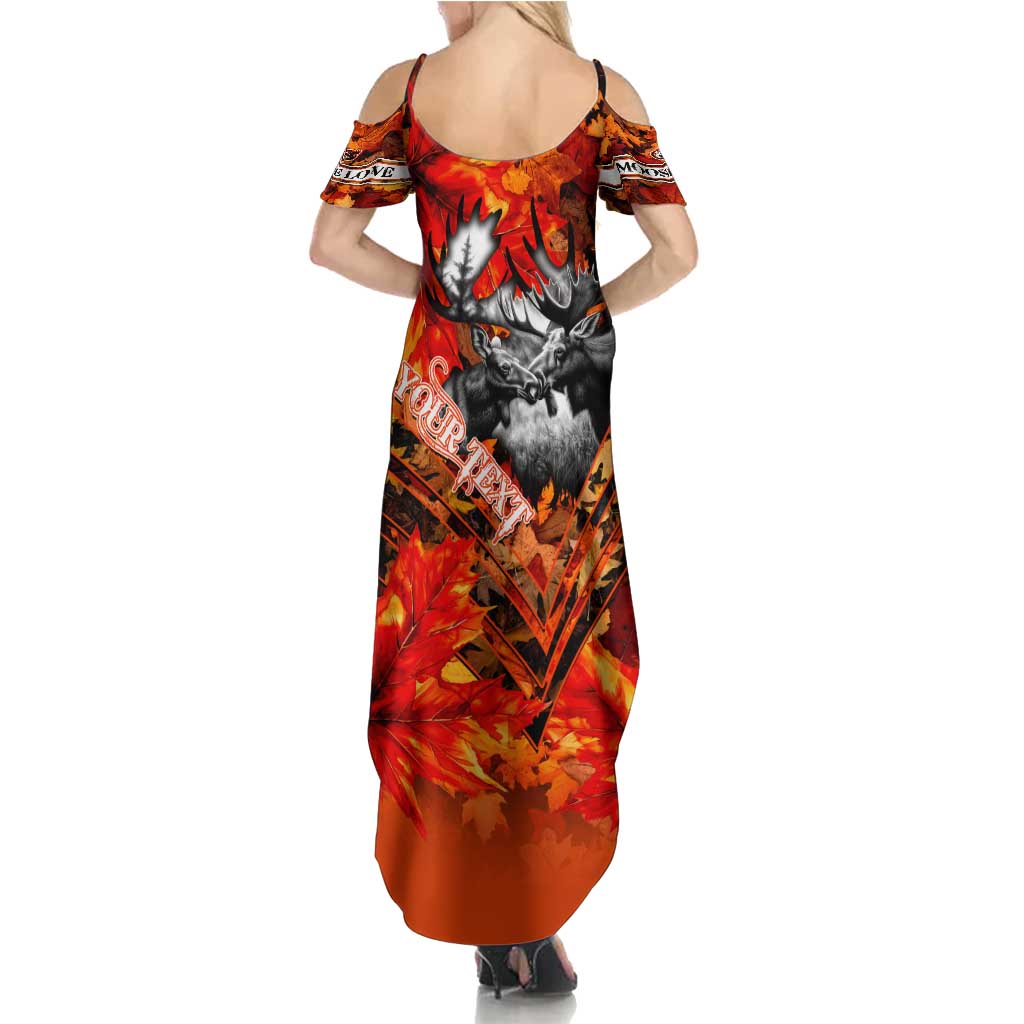 Personalized Moose Love Summer Maxi Dress Maple Leaf Autumn Passion