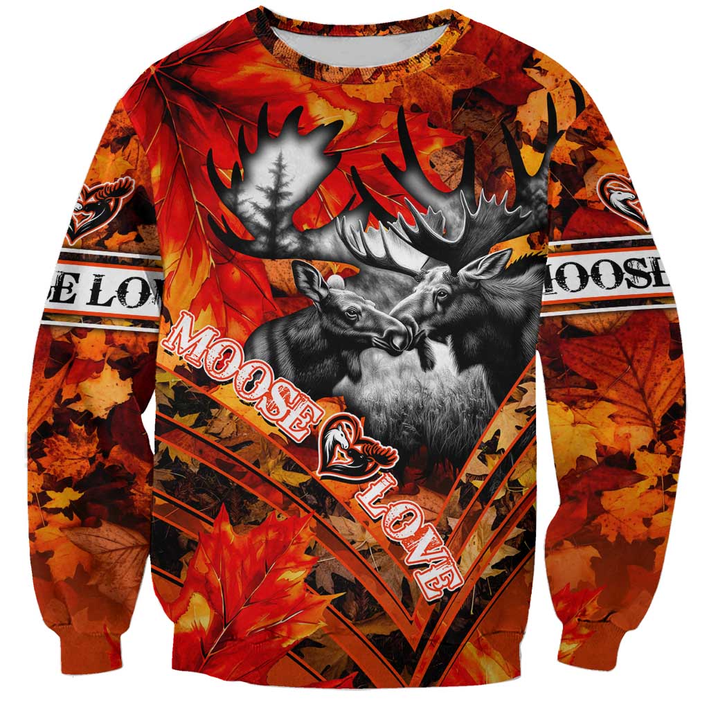 Personalized Moose Love Sweatshirt Maple Leaf Autumn Passion