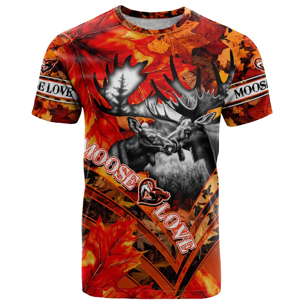 Personalized Moose Love T Shirt Maple Leaf Autumn Passion