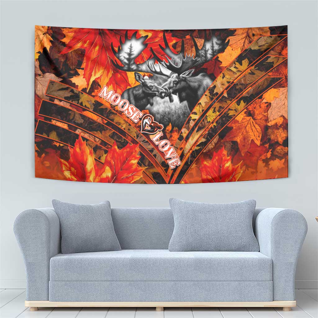 Moose Love Tapestry Maple Leaf Autumn Passion