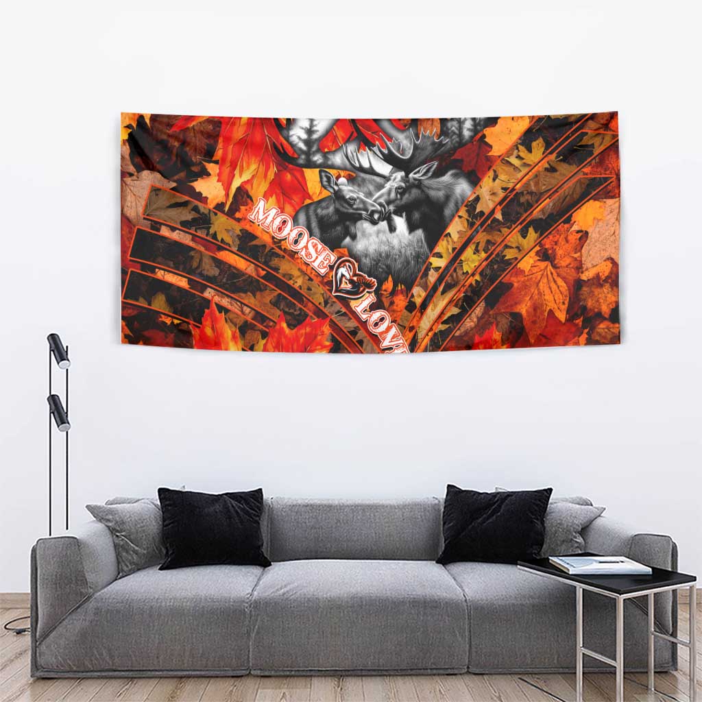Moose Love Tapestry Maple Leaf Autumn Passion