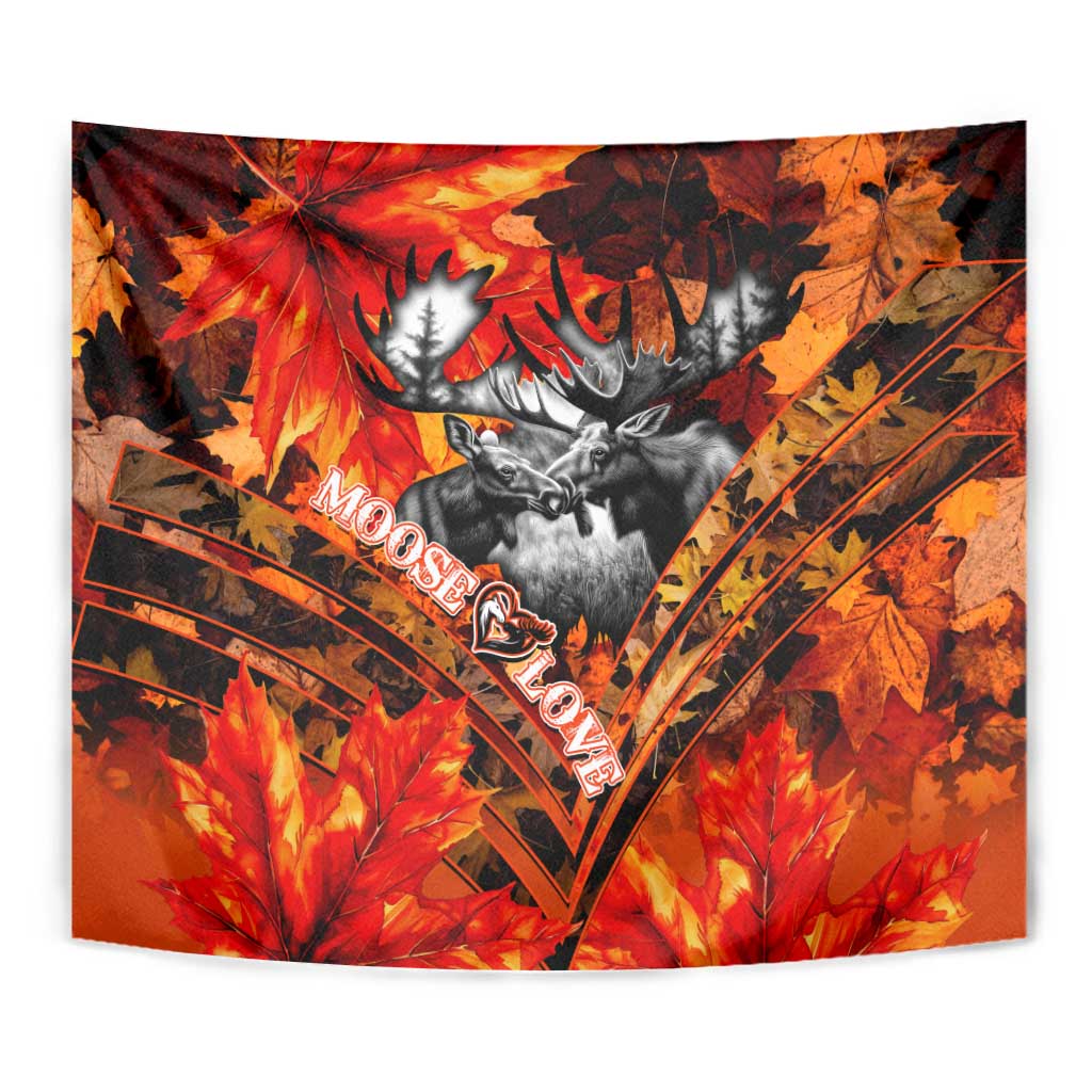 Moose Love Tapestry Maple Leaf Autumn Passion