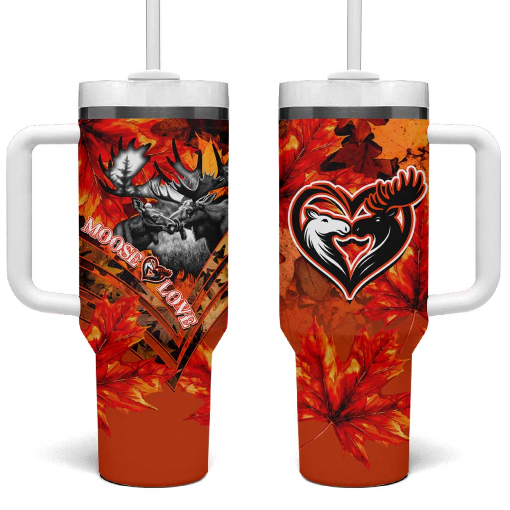 Moose Love Tumbler With Handle Maple Leaf Autumn Passion