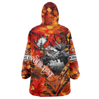 Personalized Moose Love Wearable Blanket Hoodie Maple Leaf Autumn Passion