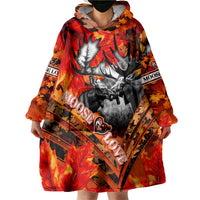 Personalized Moose Love Wearable Blanket Hoodie Maple Leaf Autumn Passion