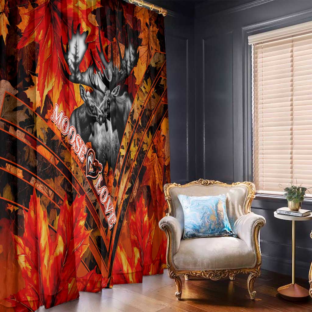 Moose Love Window Curtain Maple Leaf Autumn Passion