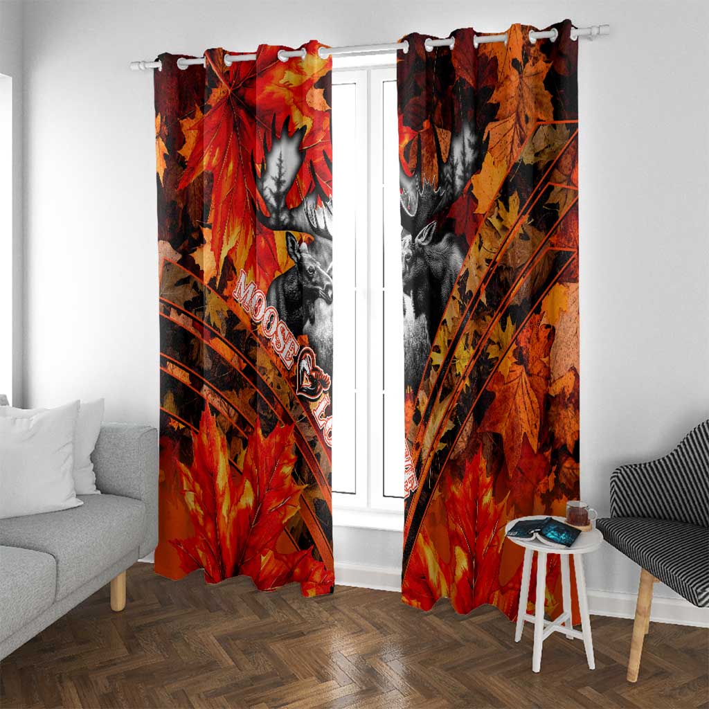Moose Love Window Curtain Maple Leaf Autumn Passion