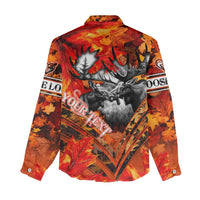 Personalized Moose Love Women Casual Shirt Maple Leaf Autumn Passion