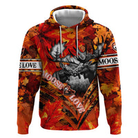 Personalized Moose Love Zip Hoodie Maple Leaf Autumn Passion