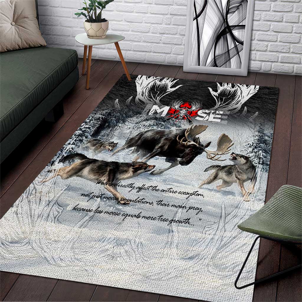 The Wolves Hunting Moose Area Rug