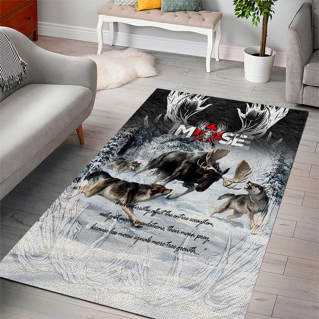 The Wolves Hunting Moose Area Rug