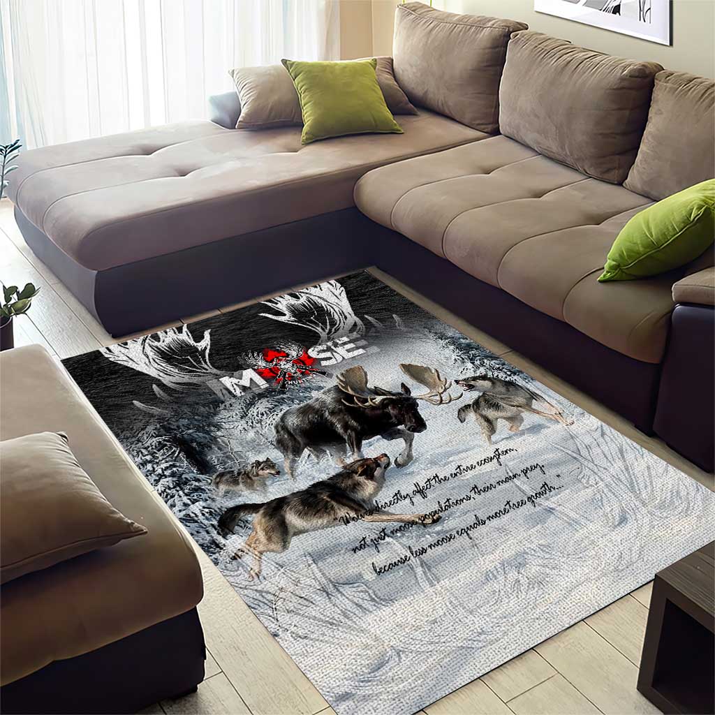 The Wolves Hunting Moose Area Rug