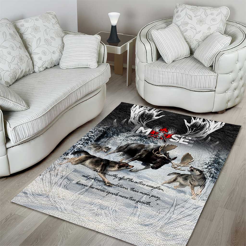 The Wolves Hunting Moose Area Rug