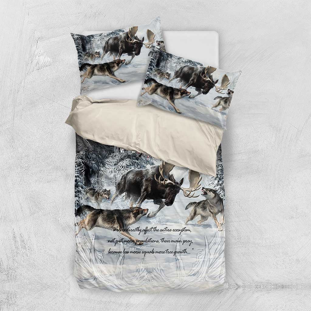 The Wolves Hunting Moose Bedding Set
