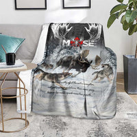 The Wolves Hunting Moose Blanket
