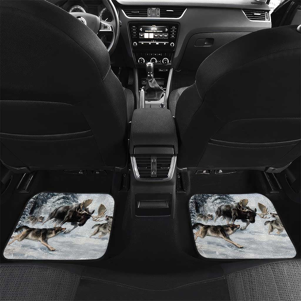 The Wolves Hunting Moose Car Mats