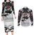 The Wolves Hunting Moose Couples Matching Long Sleeve Bodycon Dress and Long Sleeve Button Shirt
