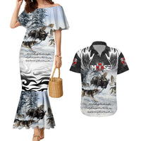 The Wolves Hunting Moose Couples Matching Mermaid Dress and Hawaiian Shirt