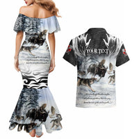 The Wolves Hunting Moose Couples Matching Mermaid Dress and Hawaiian Shirt