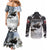 The Wolves Hunting Moose Couples Matching Mermaid Dress and Long Sleeve Button Shirt