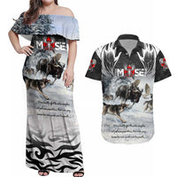 The Wolves Hunting Moose Couples Matching Off Shoulder Maxi Dress and Hawaiian Shirt