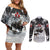 The Wolves Hunting Moose Couples Matching Off Shoulder Short Dress and Long Sleeve Button Shirt