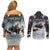 The Wolves Hunting Moose Couples Matching Off Shoulder Short Dress and Long Sleeve Button Shirt