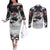 The Wolves Hunting Moose Couples Matching Off The Shoulder Long Sleeve Dress and Long Sleeve Button Shirt