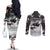 The Wolves Hunting Moose Couples Matching Off The Shoulder Long Sleeve Dress and Long Sleeve Button Shirt