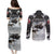 The Wolves Hunting Moose Couples Matching Puletasi and Long Sleeve Button Shirt