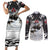 The Wolves Hunting Moose Couples Matching Short Sleeve Bodycon Dress and Long Sleeve Button Shirt