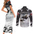 The Wolves Hunting Moose Couples Matching Short Sleeve Bodycon Dress and Long Sleeve Button Shirt