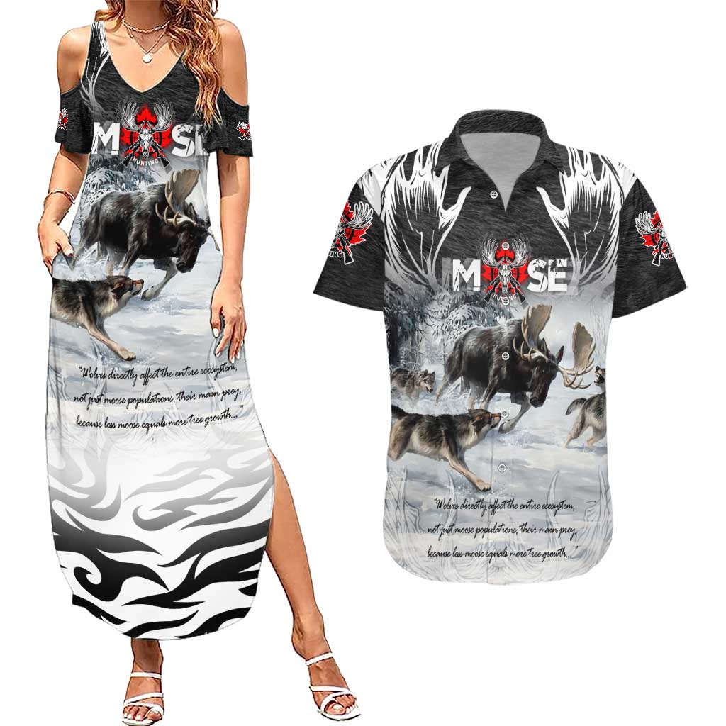 The Wolves Hunting Moose Couples Matching Summer Maxi Dress and Hawaiian Shirt
