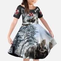 The Wolves Hunting Moose Family Matching Long Sleeve Bodycon Dress and Hawaiian Shirt