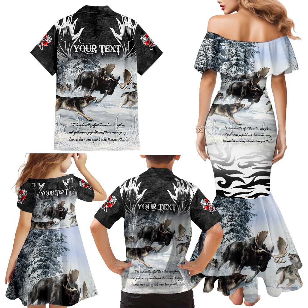 The Wolves Hunting Moose Family Matching Mermaid Dress and Hawaiian Shirt