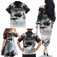 The Wolves Hunting Moose Family Matching Off The Shoulder Long Sleeve Dress and Hawaiian Shirt