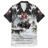 The Wolves Hunting Moose Family Matching Off The Shoulder Long Sleeve Dress and Hawaiian Shirt