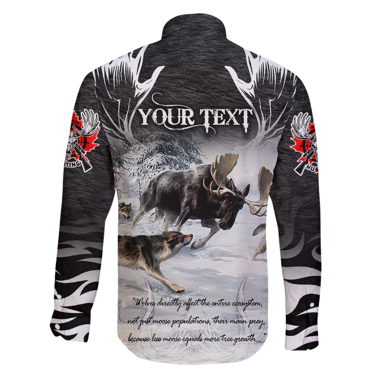 The Wolves Hunting Moose Family Matching Off The Shoulder Long Sleeve Dress and Hawaiian Shirt