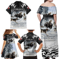 The Wolves Hunting Moose Family Matching Off Shoulder Maxi Dress and Hawaiian Shirt