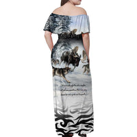 The Wolves Hunting Moose Family Matching Off Shoulder Maxi Dress and Hawaiian Shirt