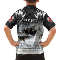 The Wolves Hunting Moose Family Matching Off Shoulder Short Dress and Hawaiian Shirt