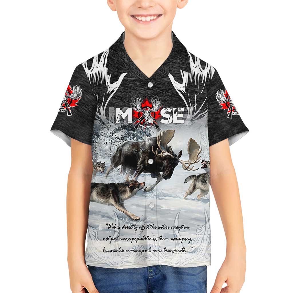 The Wolves Hunting Moose Family Matching Off Shoulder Short Dress and Hawaiian Shirt