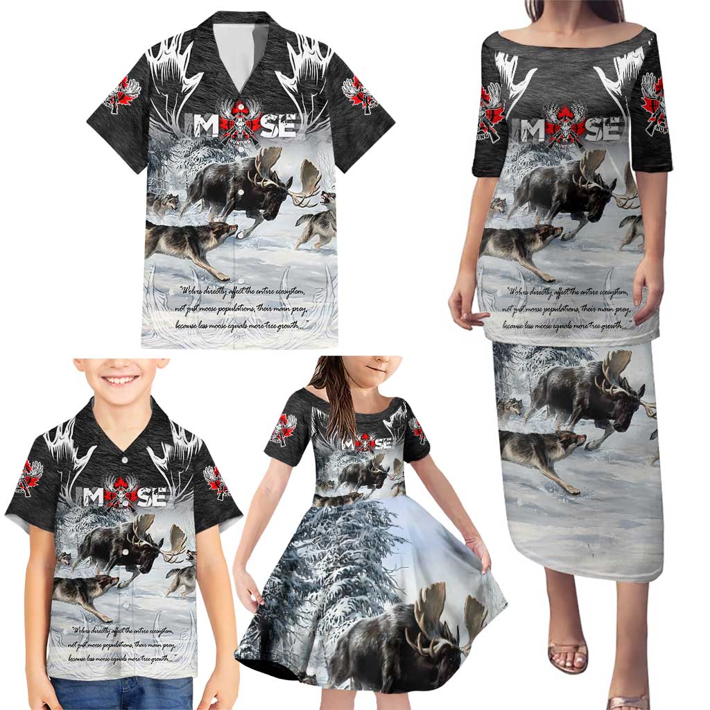 The Wolves Hunting Moose Family Matching Puletasi and Hawaiian Shirt