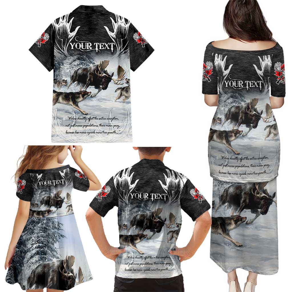 The Wolves Hunting Moose Family Matching Puletasi and Hawaiian Shirt