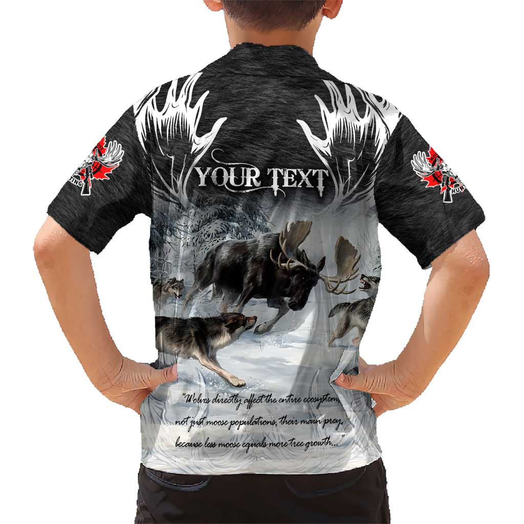 The Wolves Hunting Moose Family Matching Short Sleeve Bodycon Dress and Hawaiian Shirt