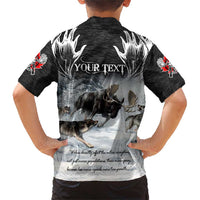 The Wolves Hunting Moose Family Matching Short Sleeve Bodycon Dress and Hawaiian Shirt