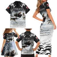 The Wolves Hunting Moose Family Matching Short Sleeve Bodycon Dress and Hawaiian Shirt