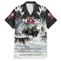 The Wolves Hunting Moose Family Matching Short Sleeve Bodycon Dress and Hawaiian Shirt