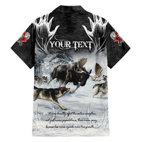 The Wolves Hunting Moose Family Matching Short Sleeve Bodycon Dress and Hawaiian Shirt